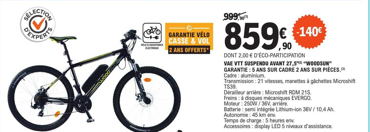 vae vtt suspendu avant 27,5" "woodsun"