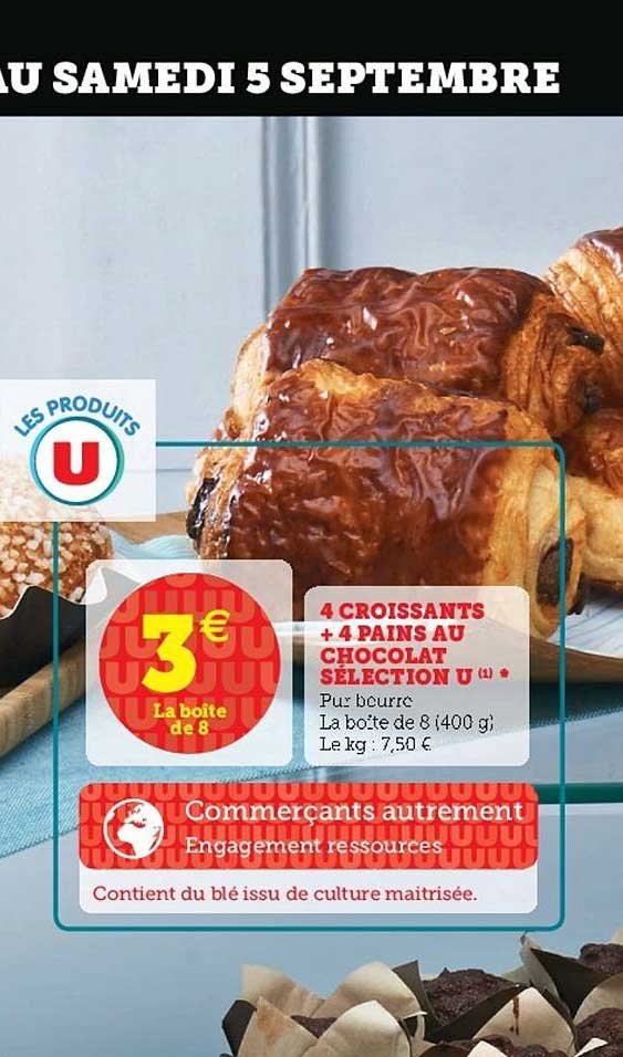 4 Croissants + 4 Pains Au Chocolat Sélection U