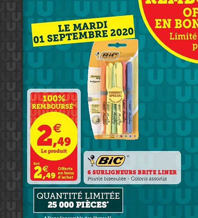 6 surligneurs brite liner 100% remboursé