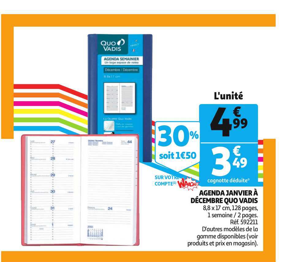 agenda janvier à décembre quo vadis