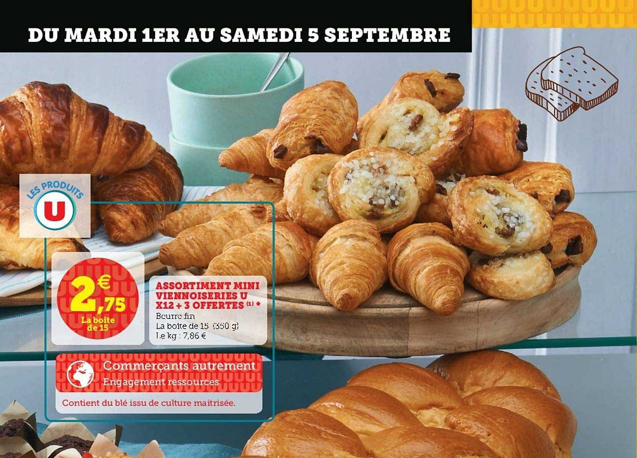 assortiment mini viennoiseries u x12 + 3 offertes