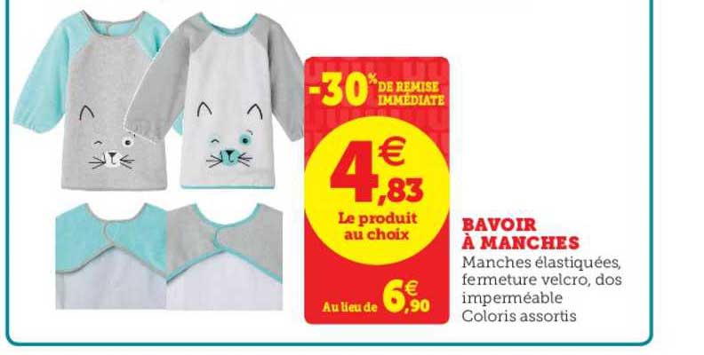 bavoir à manches -30% remise immédiate