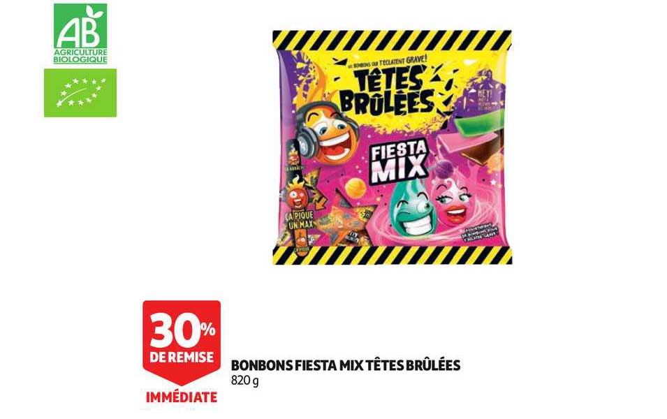 bonbons fiesta mix tête brûlées 30% remise immédiate