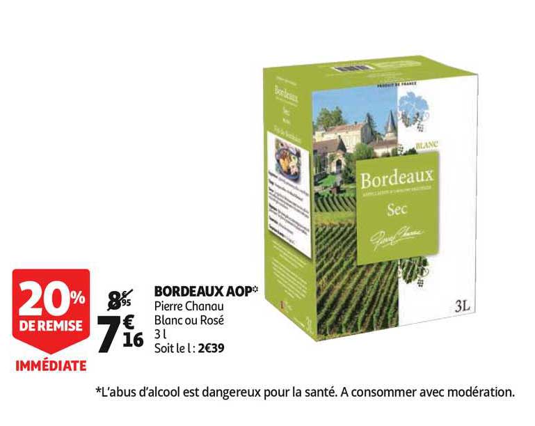 bordeaux aop pierre chanau 20% remise immédiate