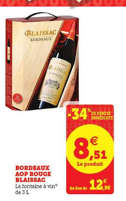 Bordeaux Aop Rouge Blaissac -34% Remise Immédiate