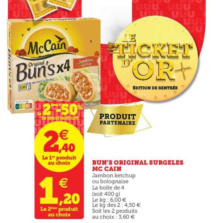 Bun's Original Surgelés Mc Cain Le 2ème En à -50% En Remise Immédiate