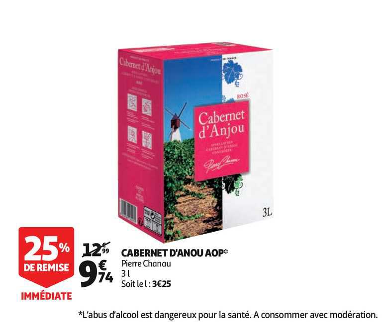 cabernet d'anjou aop pierre chanau 25% remise immédiate