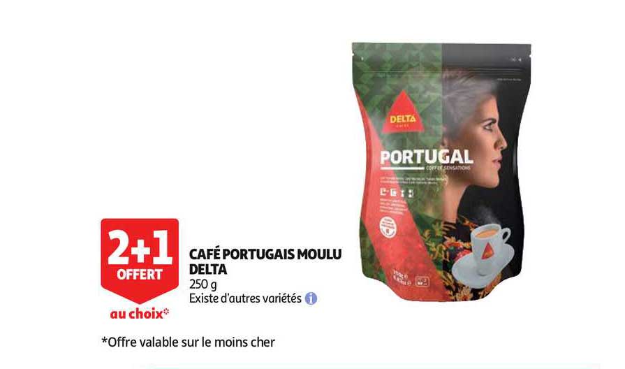 café portugais moulu delta 2+1 offert au choix