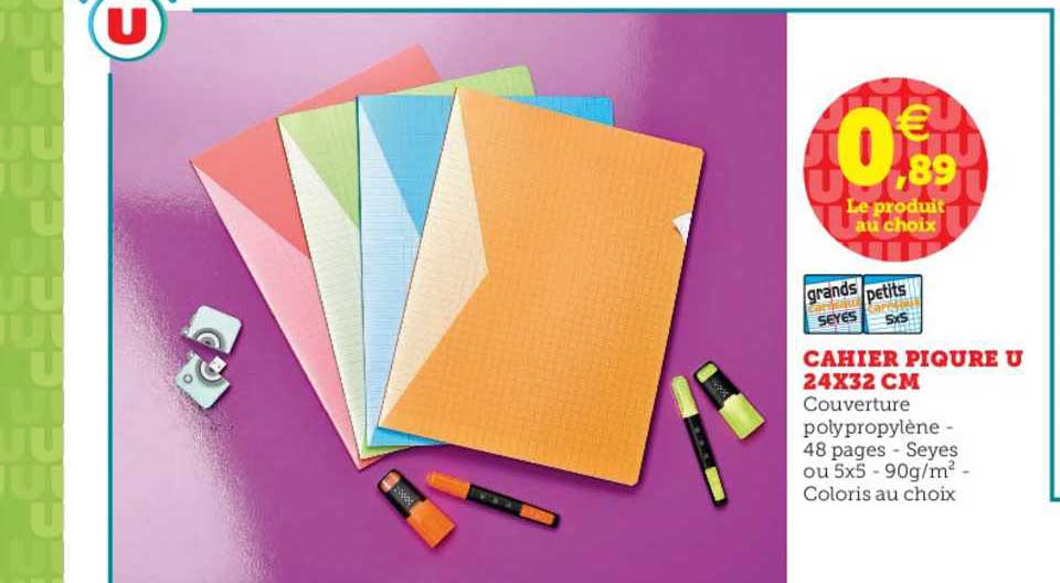 cahier piqure u 24x32 cm