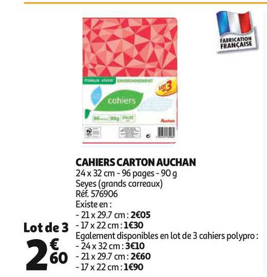 Cahiers Carton Auchan