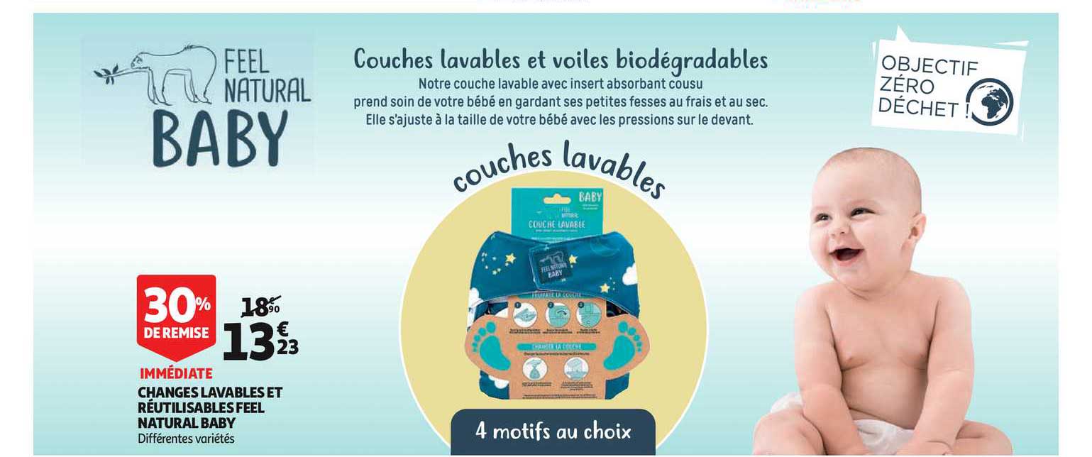 changes lavables et réutilisables feel natural baby 30% remise immédiate