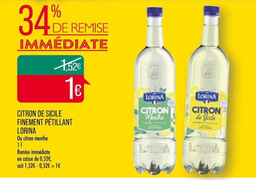 citron de sicile finement pétillant lorina 34% remise immédiate