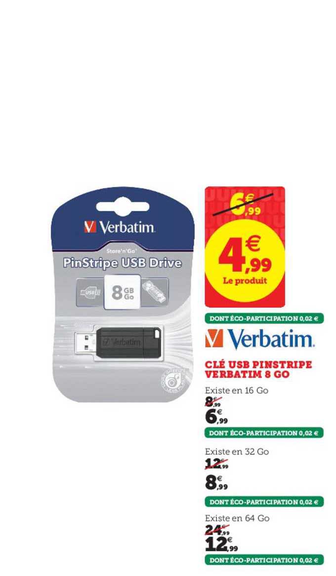 Clé Usb Pinstripe Verbatim 8 Go