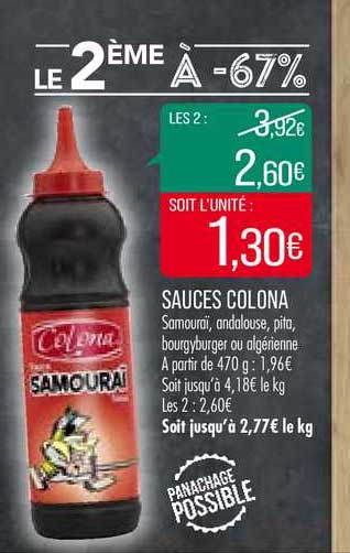 colona samourai sauces le 2ème à -67%