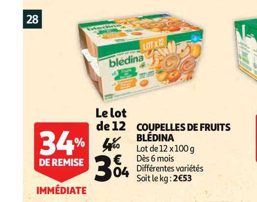 Coupelles De Fruits Blédina 34% Remise Immédiate