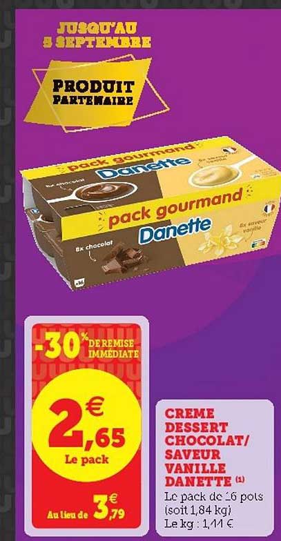 Crème Dessert Chocolat Saveur Vanille Danette