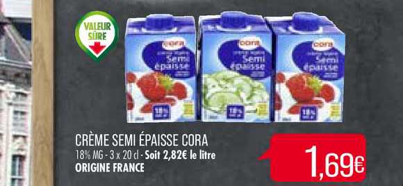 crème semi épaisse cora