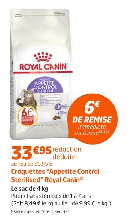 croquettes appetite control sterilised royal canin