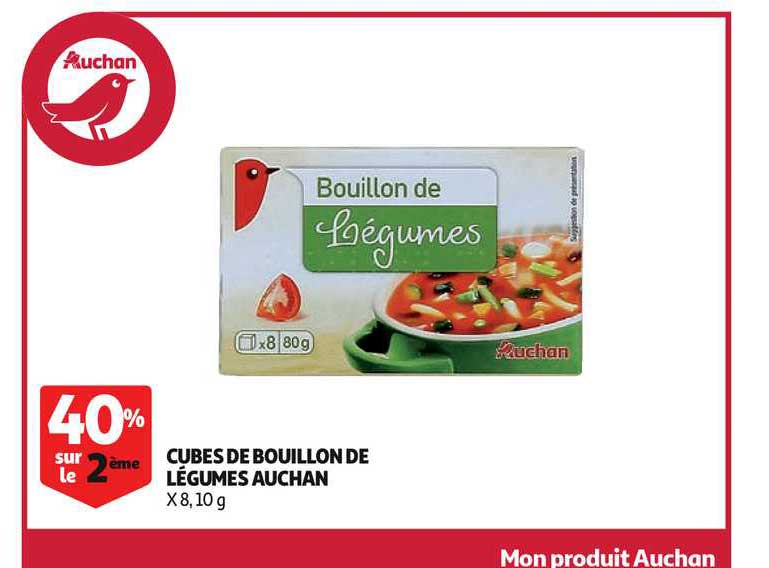 Cubes De Bouillon De Légumes Auchan 40% Sur Le 2ème