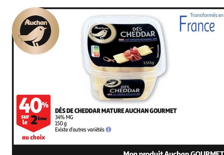 Dés De Cheddar Mature Auchan Gourmet 40% Sur Le 2ème Au Choix