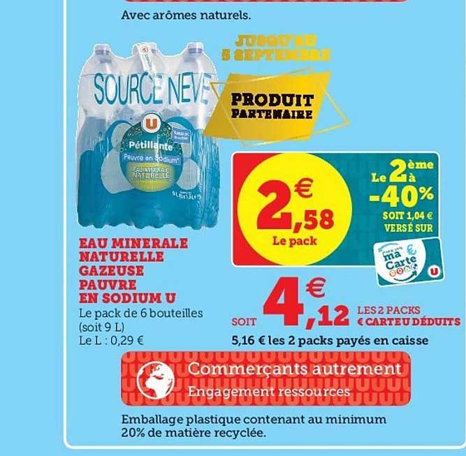 eau minérale naturelle gazeuse pauvre en sodium u source neve