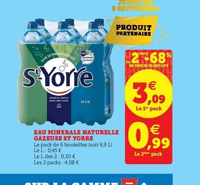 eau minérale naturellement gazeuse st yorre le 2ème en à -68% en remise immédiate
