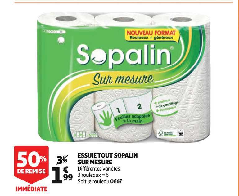 essuie tout sopalin sur mesure 50% remise immédiate