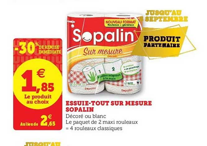 essuie tout sur mesure sopalin -30% remise immédiate