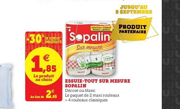 essuie tout sur mesure sopalin -30% remise immédiate