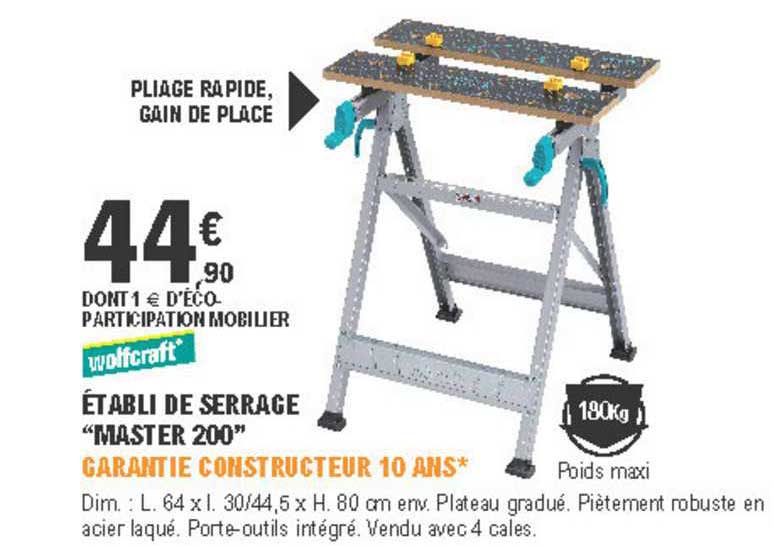établi de serrage master 200 wolfcraft