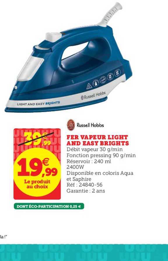 fer vapeur light and easy brights russell hobbs