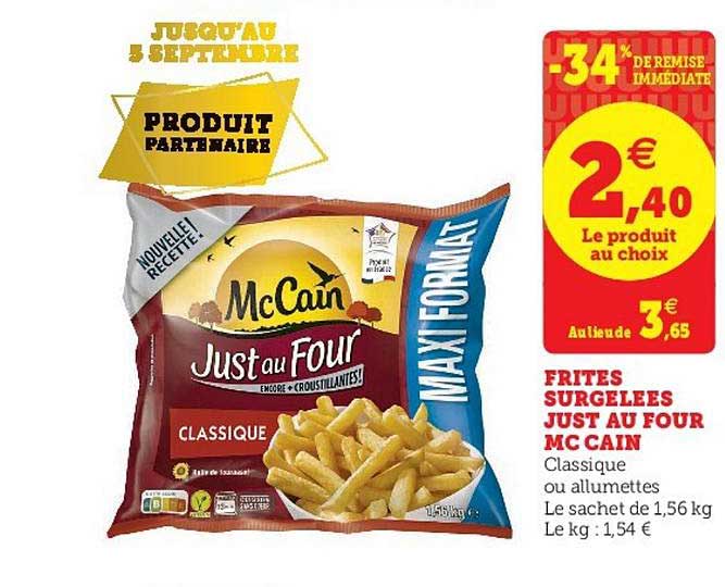 frites surgelées just au four mc cain -34% de remise immédiate