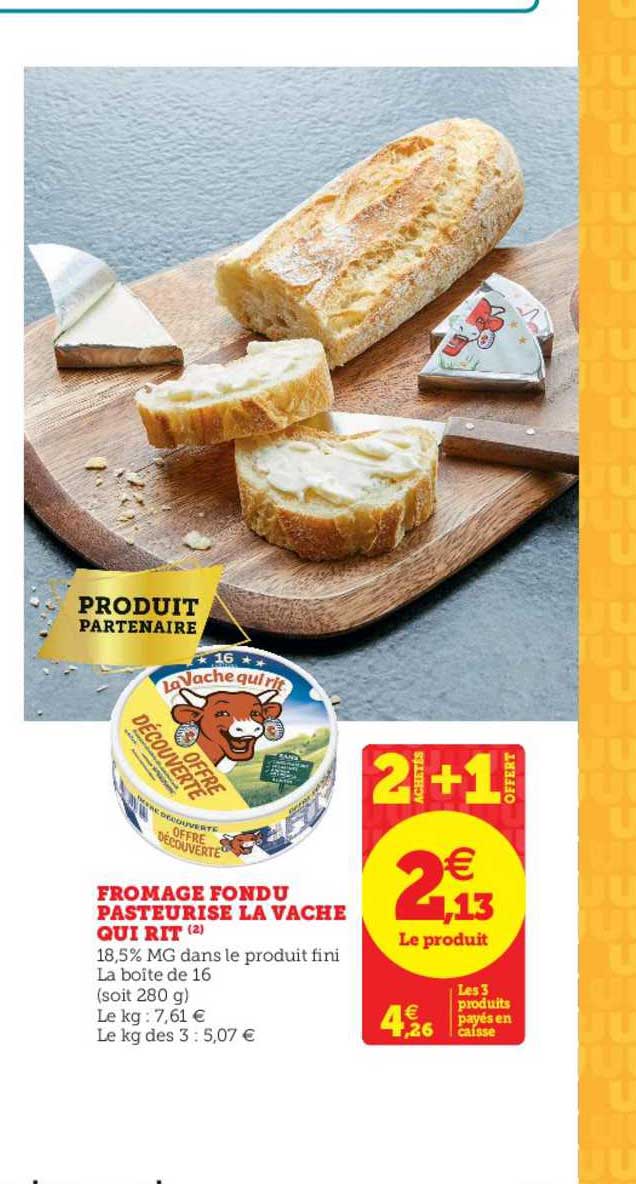 Fromage Fondu Pasteurisé La Vache Qui Rit 2 Achetés + 1 Offert