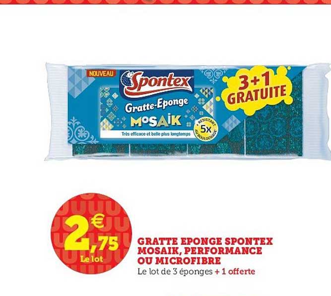 gratte éponge spontex mosaik performance ou microfibre