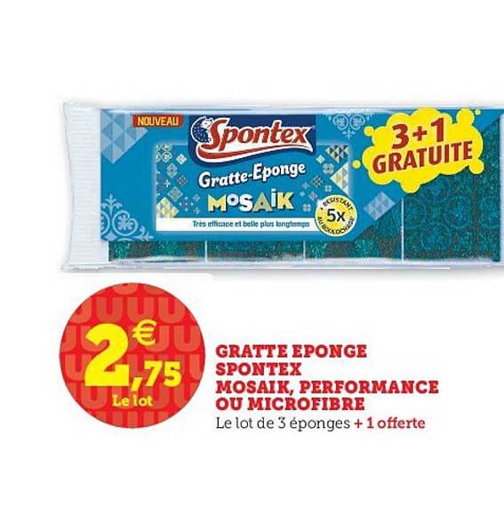 gratte éponge spontex mosaik performance ou microfibre