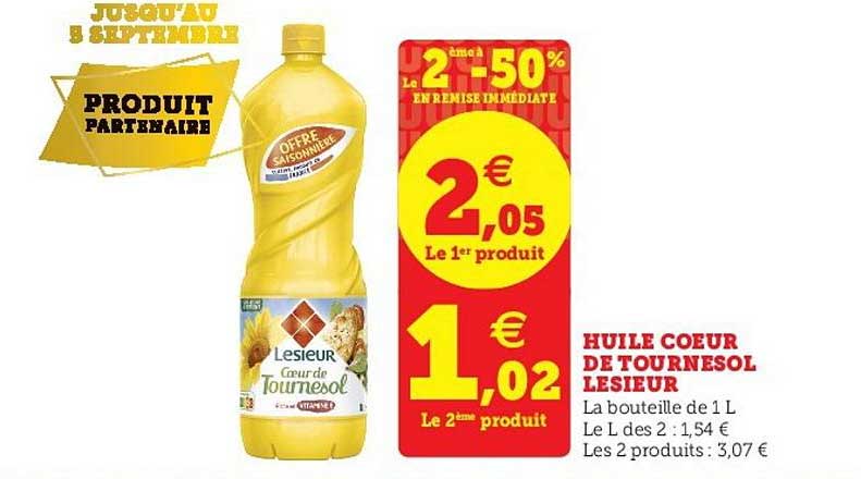 Huile Coeur De Tournesol Lesieur Le 2ème à -50%