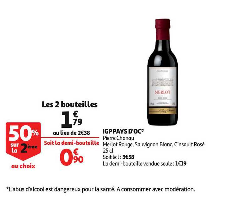 igp pays d'oc pierre chanau 50% sur le 2ème au choix