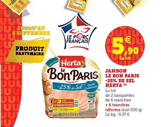 jambon le bon paris moins 25% de sel herta