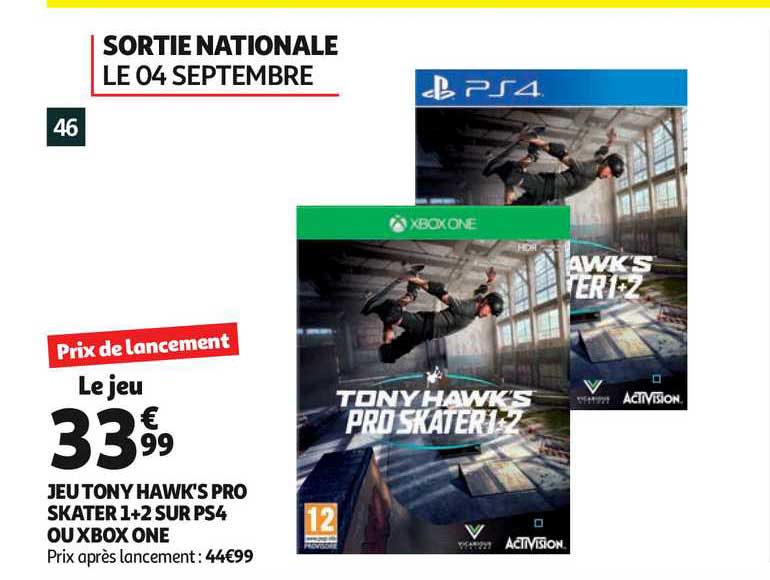 jeu tony hwak's pro skater 1+2 sur ps4 ou xbox one