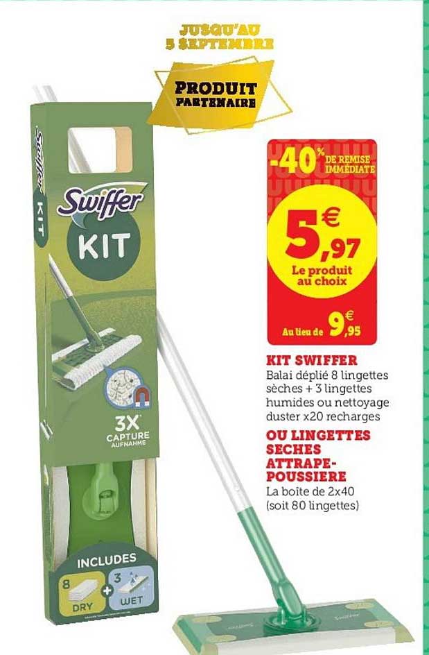 kit swiffer ou lingettes sèches attrape poussière -40% de remise immédiate