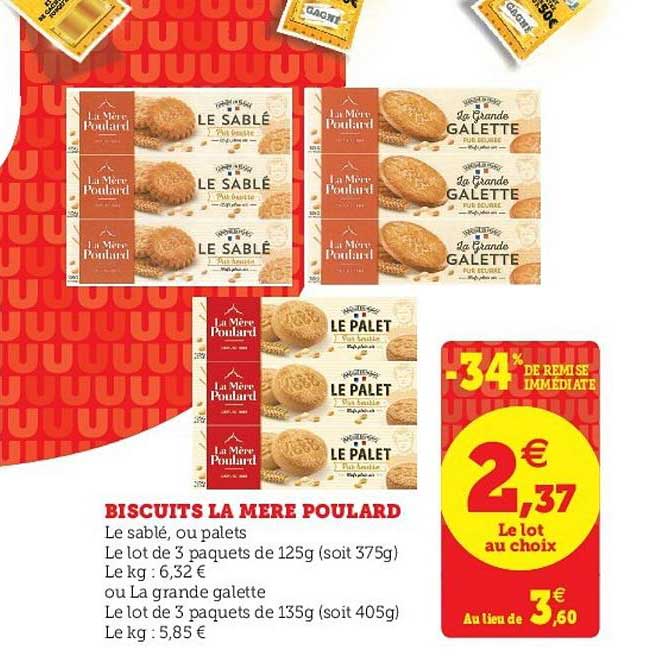la mère poulard biscuits -34% remise immédiate