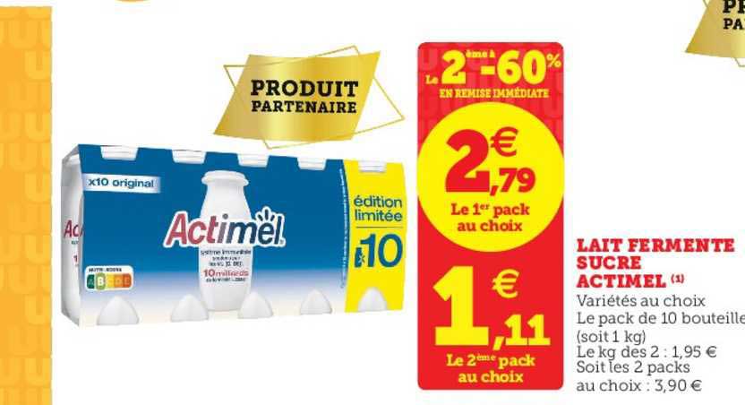 Lait Fermenté Sucre Actimel Le 2ème En à -60% En Remise Immédiate
