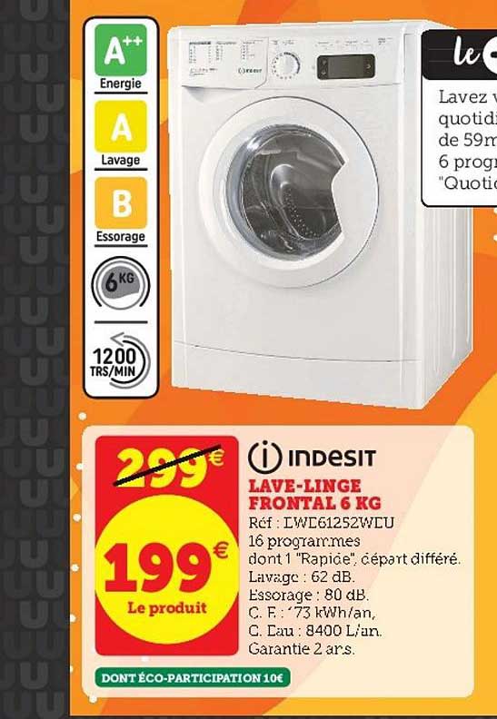lave linge frontal 6 kg indesit