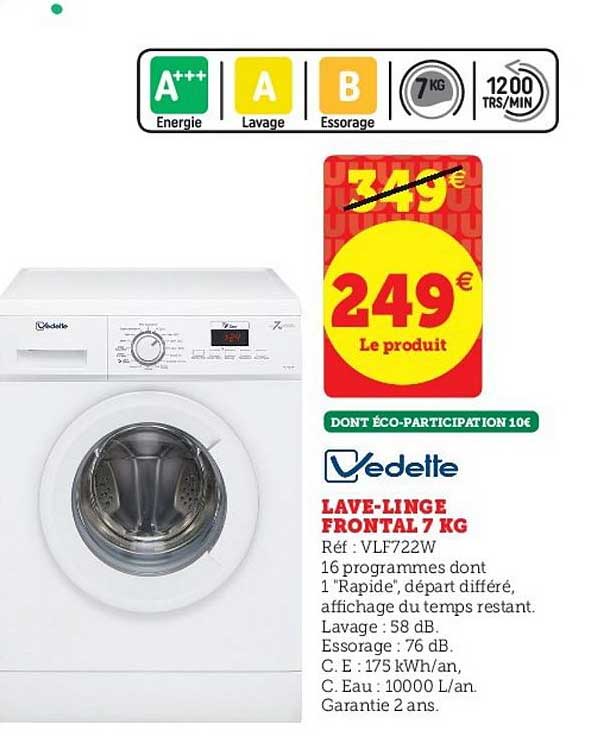 lave linge frontal 7 kg vedette