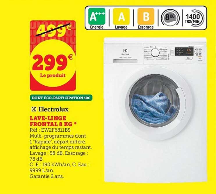 lave linge frontal 8kg electrolux