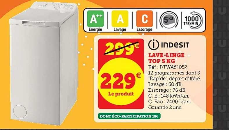 lave linge top 5 kg indesit
