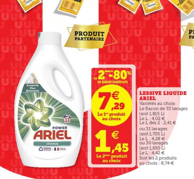 Lessive Liquide Ariel Le 2ème En à -80% En Remise Immédiate