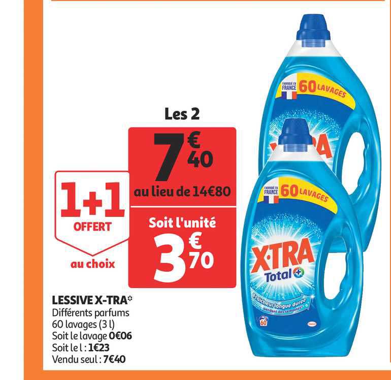 lessive x tra 1+1 offert au choix