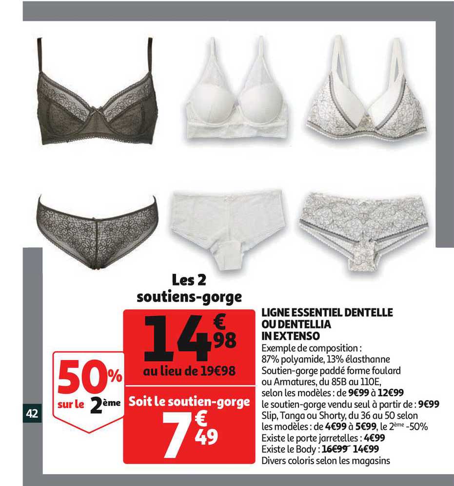 ligne essentiel dentelle ou dentellia in extenso 50% sur le 2ème