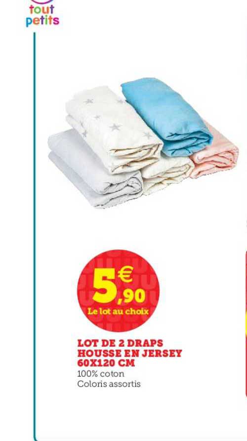lot de 2 draps housse en jersey 60x120 cm